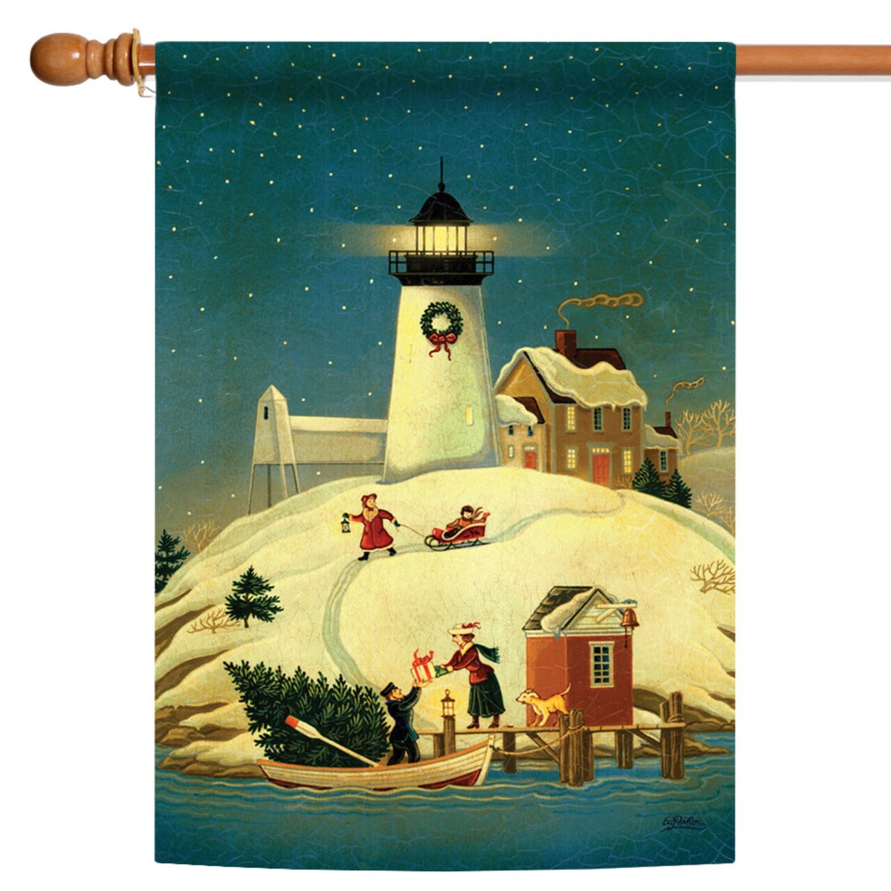 Toland Home Garden White and Blue Holiday Hill Christmas Outdoor House Flag 40" x 28"